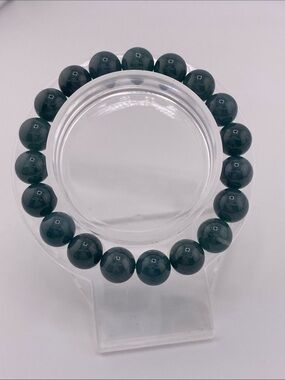 Genuine Blue Water Jadeite Bracelet - Natural Deep Teal Polished Beads